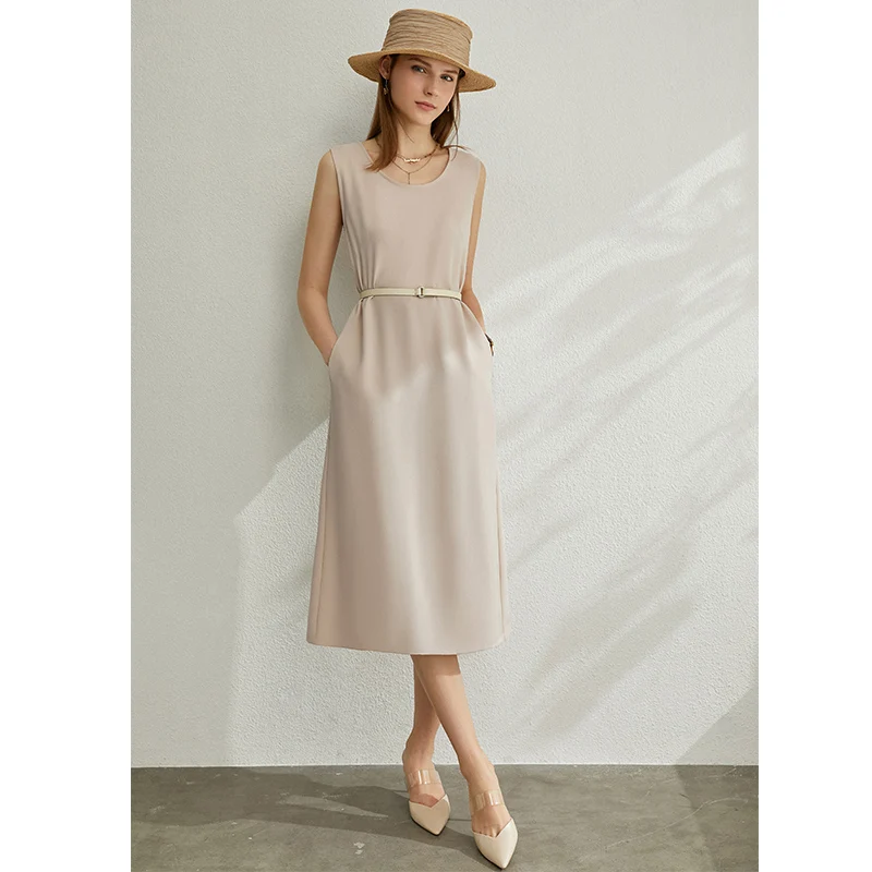 Женское платье AMII Minimalism однотонное повседневное свободное с открытой спиной и