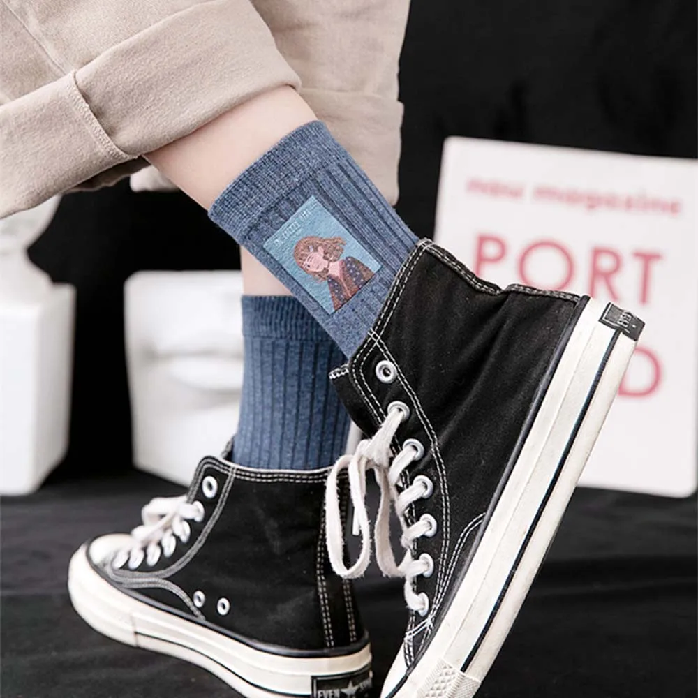 

1 pair Creative Women Socks Creative Cartoon Pattern Cotton Socks For Lady Girls Fashion Wild Cute Printed Girls Pattern Socks