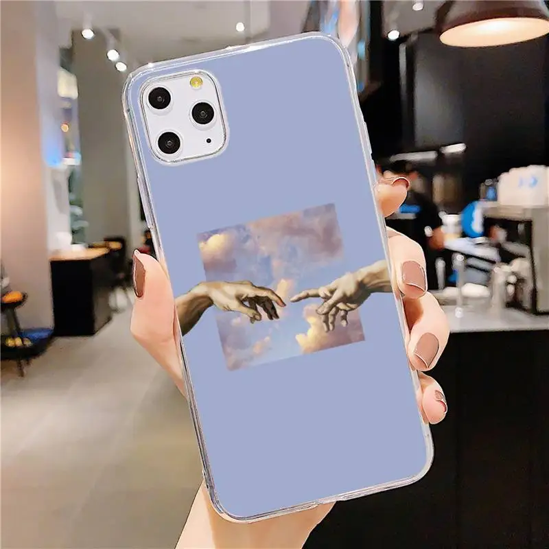 

Art hand lines Painted Pattern coque Phone Case Transparent for iPhone 11 12 mini pro XS MAX 8 7 6 6S Plus X 5S SE 2020 XR