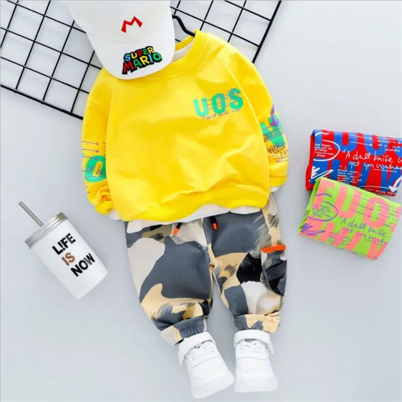 Комплект детской одежды для мальчиков и девочек на весну осень топ + штаны 2