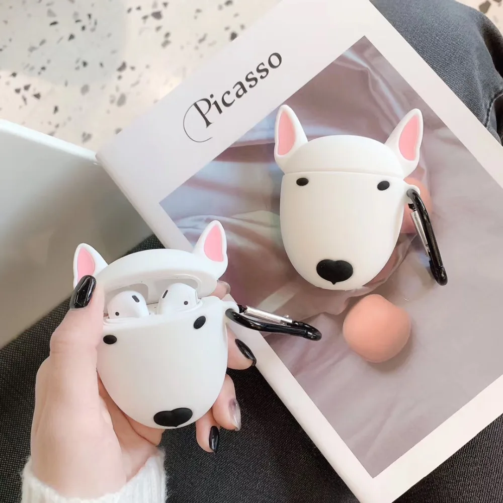 Мягкий силиконовый чехол для Airpods 1 2 милый 3D с бульдогом телефона Air Pods аксессуары