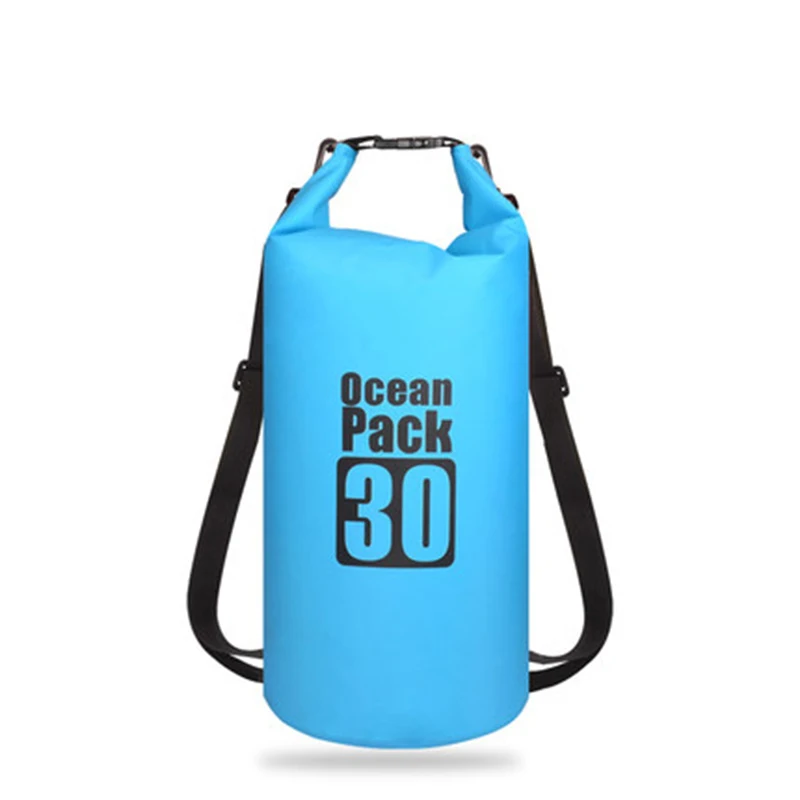 30L Blue 5L/10L/15L/20L/30L открытый плавательный водонепроницаемый мешок пакет ПВХ брезент Кемпинг рафтинг хранения сухой мешок с регулируемым ремешком крюк - Цвет: 30L Blue
