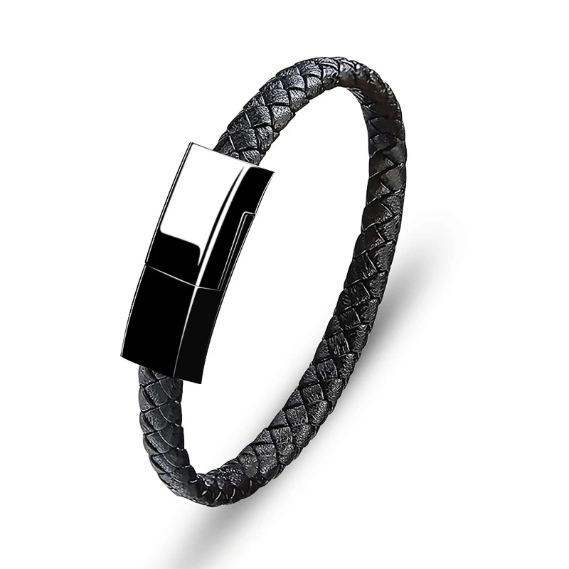htoc mini usb type c bracelet charger data cable for iphone android type c phone cable fashion leather black 22 5cm free global shipping