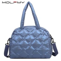 luxury designer women down space padded handbag shoulder bag 2021 winter female shell high quality quilted tote crossbody bag