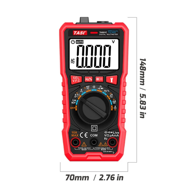 

OOTDTY High-precision Digital Multimeter TA801A/B/C/D Smart Ture Rms NCV Auto Range Multimeters Tester Ohm Hz Voltage Amp Meter