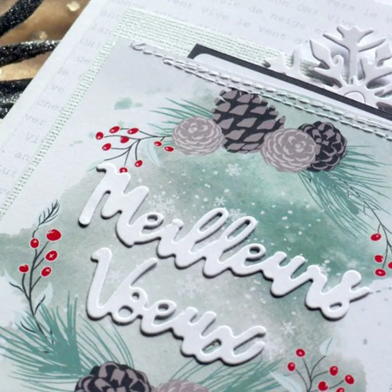 Металлические Вырубные штампы с французскими надписями для скрапбукинга и