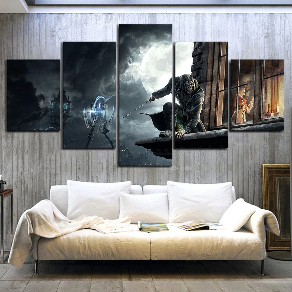 5 панелей HD фантастической художественной сцены игры Dishonored видео художественная