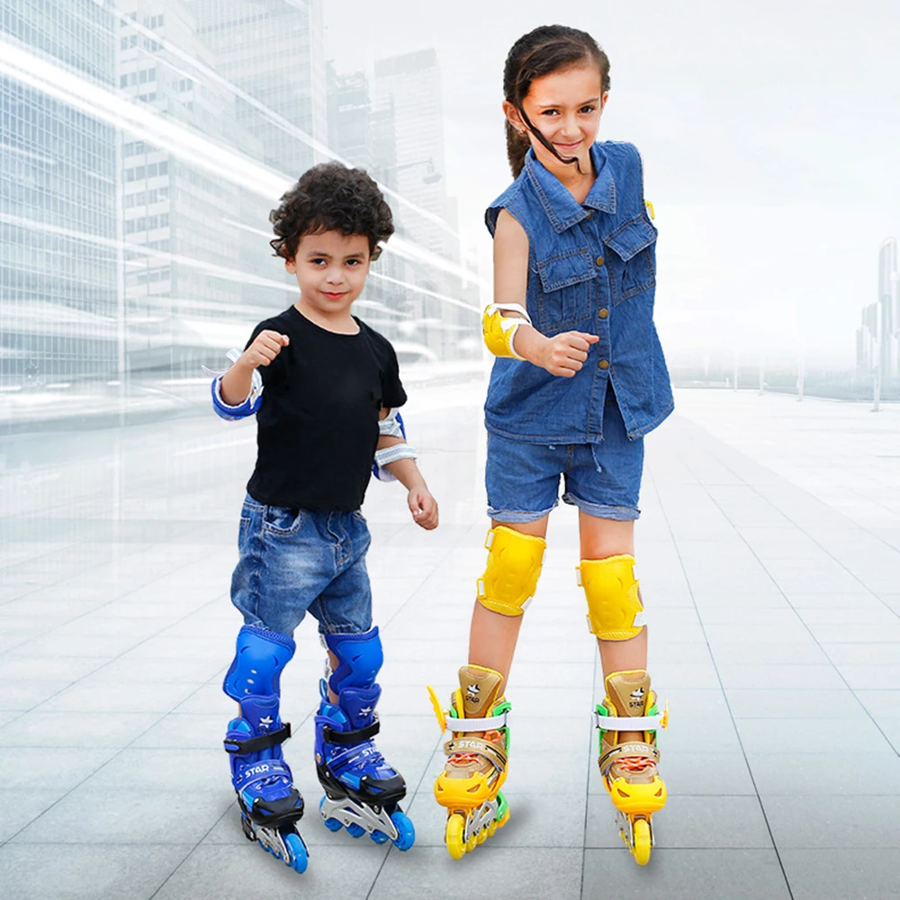 

Adjustable Skates with Light Up Wheels for Kids and Adults Inline Skates with Protective Gear Set Knee Pads Elbow Pads Helmet