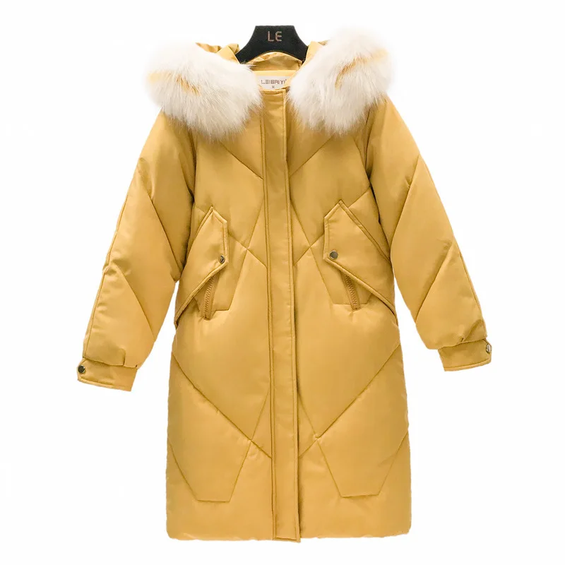 Пуховая парка новые зимние пальто для женщин большой меховой воротник пуховик