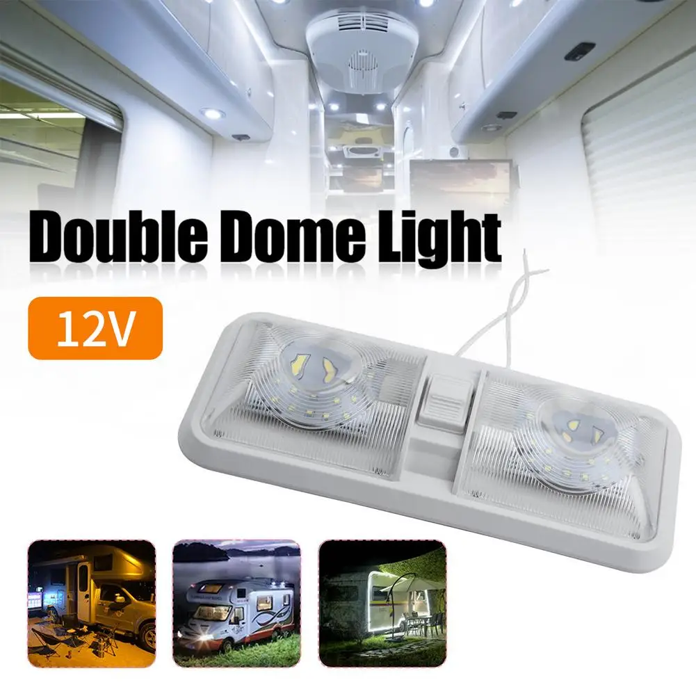

RV LED Light 12V 800lm 6000-6500K Ceiling Fixture Camper Trailer Marine Double Dome Light 48 LEDs Wholesale Quick Delivery CSV