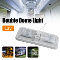 rv led light 12v 800lm 6000 6500k ceiling fixture camper trailer marine double dome light 48 leds wholesale quick delivery csv