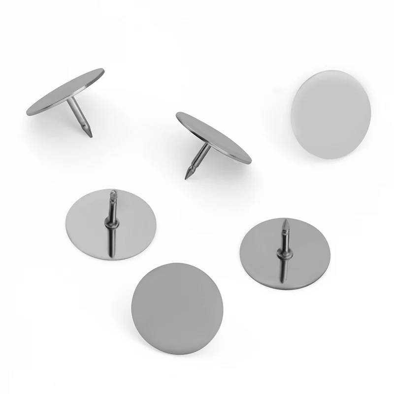 20Set/lot Stainless Steel Earring Studs Blank Post Base Pins With Earring Plug Findings Ear Back 10 12mm For DIY Jewelry Making