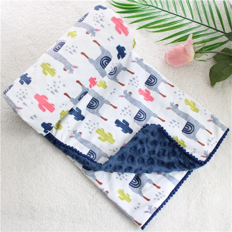 Alpaca(Minky face) 2 слоя 3D точка мультфильм КИТ Минки коралловый флис мягкий термальный малыш детское зимнее детское одеяло, дети на заднем сиденье, детское одеяло - Цвет: Alpaca(Minky face)