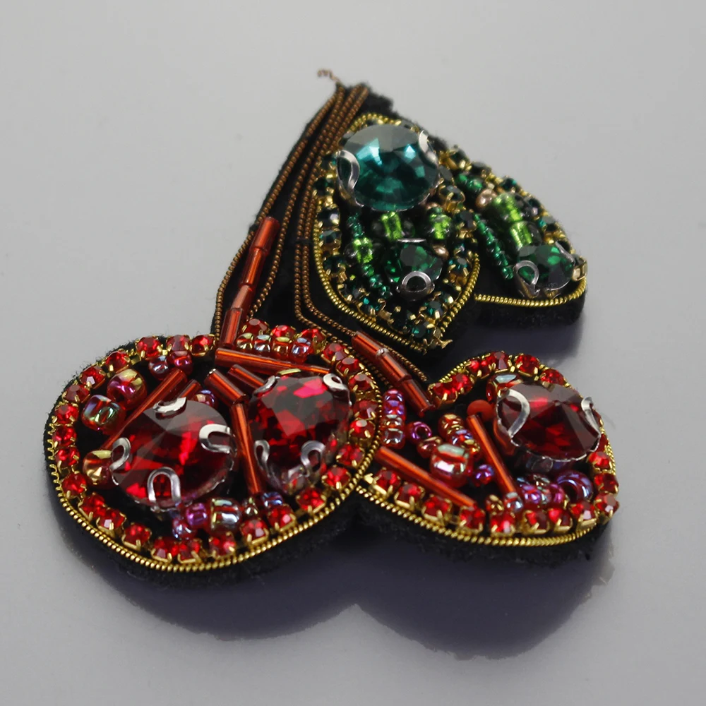 Фруктовая ананас черешня брошь со стразами и бусинами нашивка аппликация