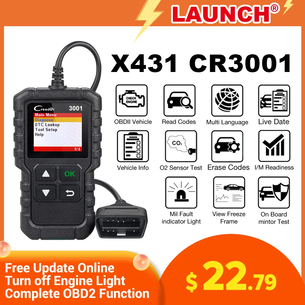 Запуск X431 Creader 3001 полный OBDII/EOBD считыватель кода сканер многоязычный CR3001