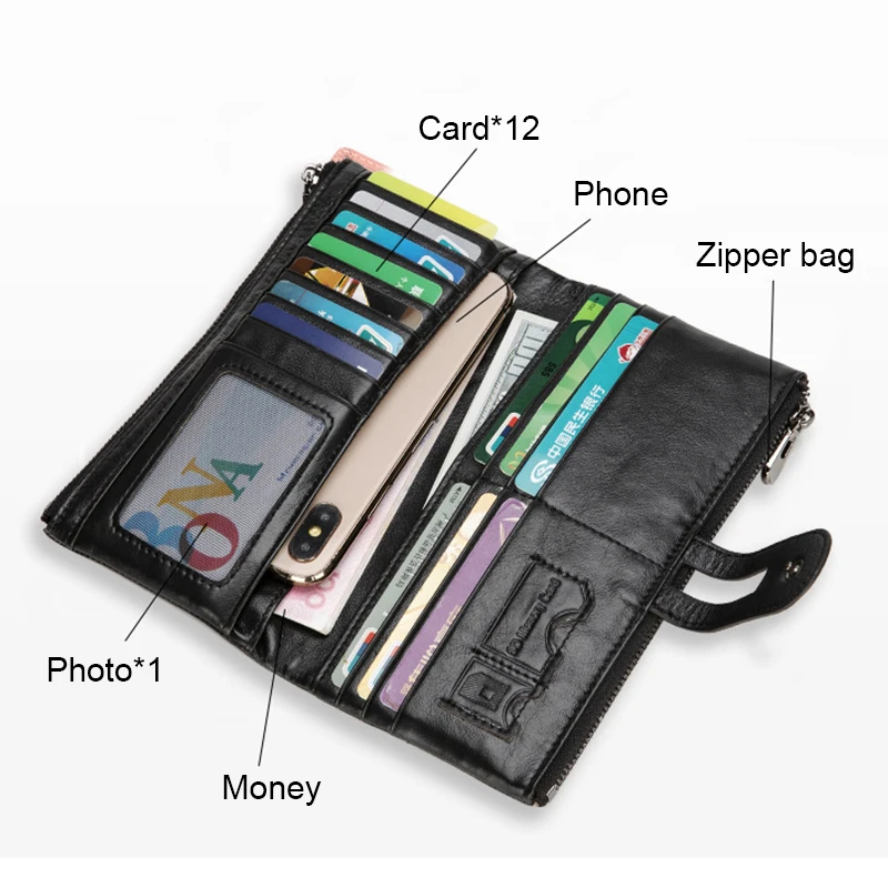 Винтажный кожаный женский кошелек с защитой от кражи бумажники для монет и