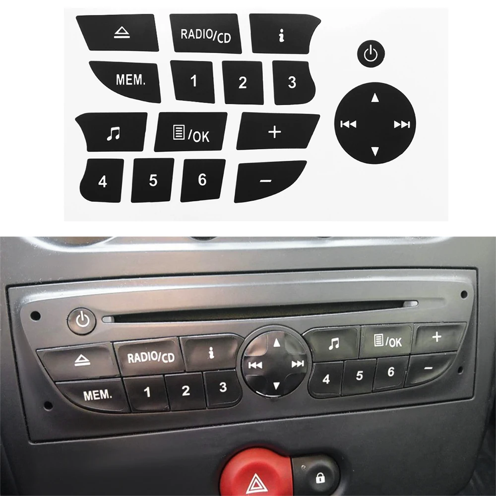 Новые наклейки для ремонта автомобильных кнопок CD радио и аудио Volkswagen Clio Megane 2009