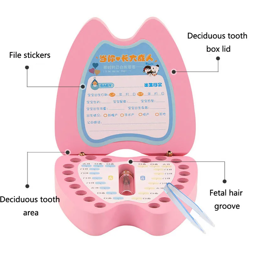 Caja de madera para guardar los dientes ca&iacute;dos del beb&eacute;, organizador de colecci&oacute;n de dientes de leche, recuerdo, regalos para ni&ntilde;os y ni&ntilde;as-2