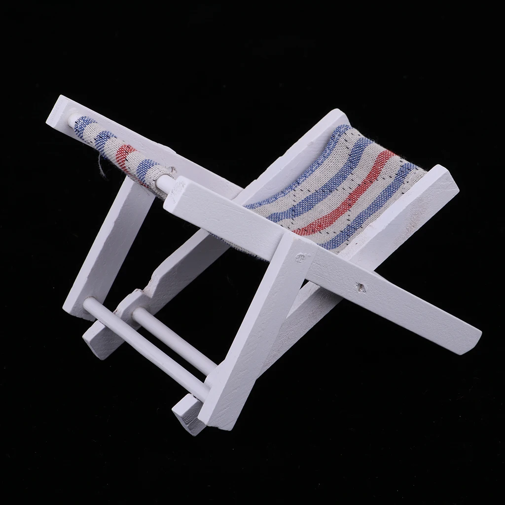 1:6 миниатюрное складное деревянное пляжное кресло для загара шезлонг мини-мебель
