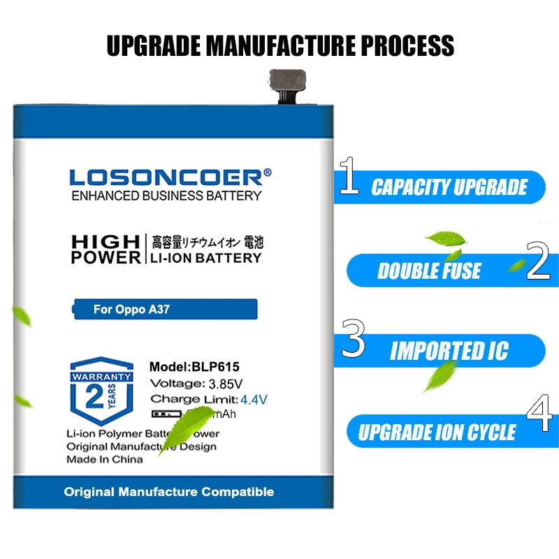 LOSONCOER Топ бренд 100% новый BLP615 3800mAh аккумулятор для телефона Oppo A37