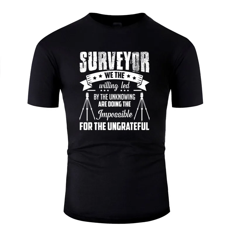 Индивидуальная Летняя мужская футболка Proud Surveyor хлопковая черная для мужчин