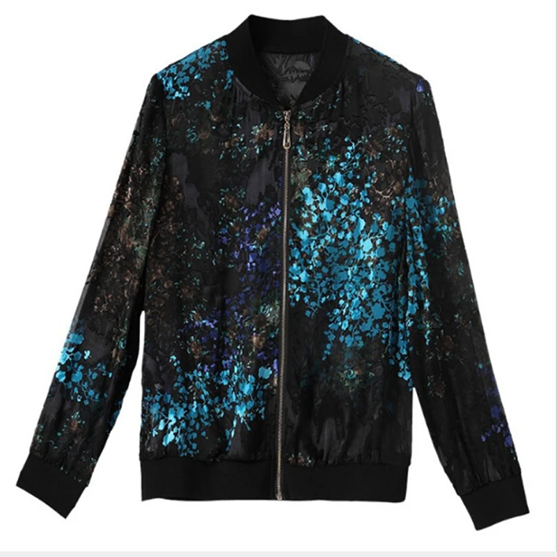 

Plus Size Coats Women 2020 Fashion Summer Women Print Lace Basic Coat Thin Bomber Female Baseball Jacket Sunscreen Clothes