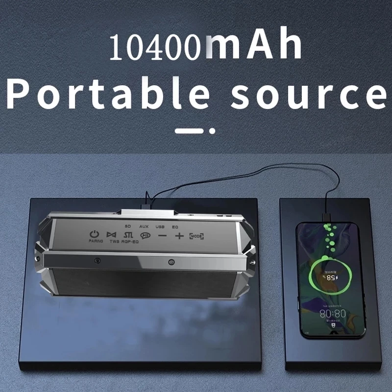 real 100w big power home theater subwoofer bluetooth speaker portable outdoor wireless speaker tws stereo sound with power bank free global shipping