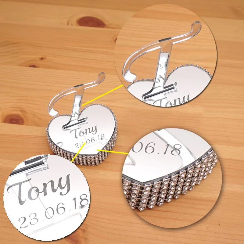 2 шт. 6 см сердца с буквой стоячие зеркальные EVA Стразы персонализированный