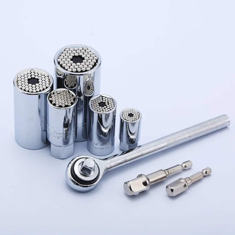 

Universal sleeve chrome steel male chrome-plated multi-function sleeve 7-19mm sleeve universal torque wrench workpro