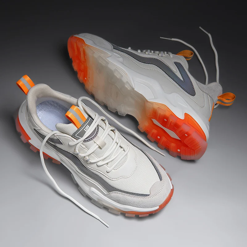 

New Trendy Breathable Running Shoes for Men Outdoor Reflective Thick Sole Sneaker Fitness Walking Jogging Sport Shoes Zapatillas
