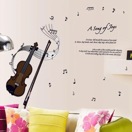 Скрипки ноты стены Стикеры s тренажерный зал играть на пианино украшение