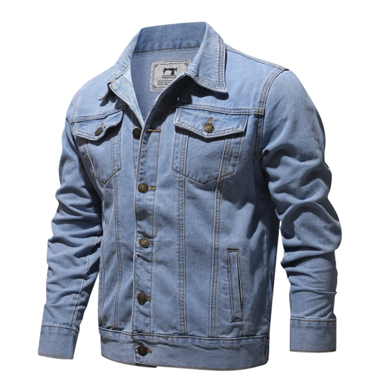 

Size S-5XL Spring and Autumn New Style Boutique Pure Cotton Fashion Blue Black Mens Casual Denim Jacket Slim Cowboy Coat