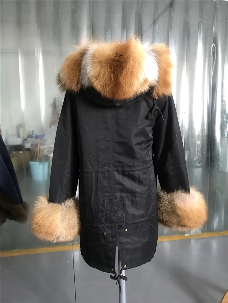 BFFUR парка с натуральным мехом пальто для женщин с большим капюшоном длинный воротник из красного лисьего меха и манжеты из натурального меха куртка роскошное пальто