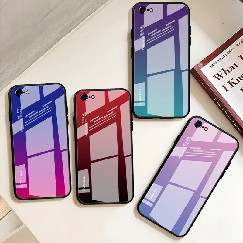 Для стиля iphone 8 7 6 6s X Xr Max основатель цветной плитки градиент подделка темное