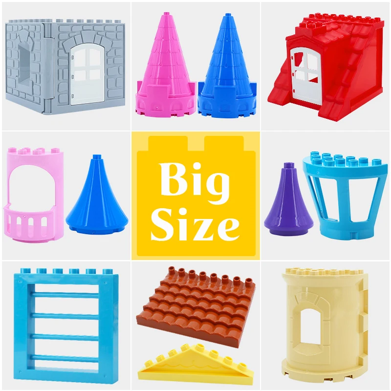 

Compatible with larger particles product wooden table assembled castle wall plastic accessories toys bulk, the balcony roof