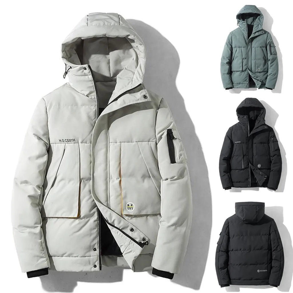 

Vogue Men Nice Winter Outdoor Hoods Warm Thick Cotton Jacket Male New Menswear WindBreaker Zipper Casual Loose Parkas Coat
