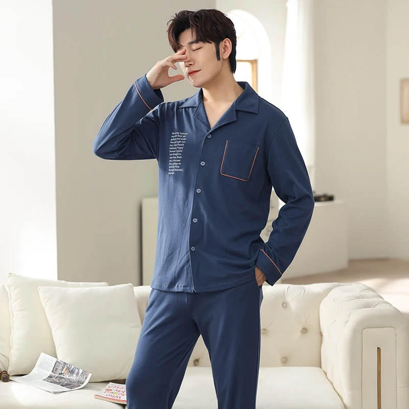 Новинка 2021 осенне-зимние хлопковые Пижамные комплекты для пар модная простая