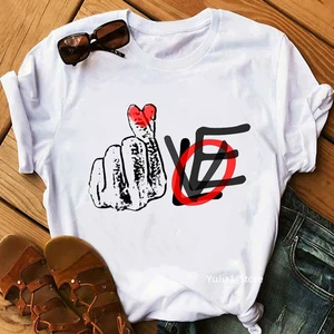 Sign Language Of Love Graphic Print T-Shirt Women Korean Style Kpop Clothes Funny T Shirt Femme Summer Fashion Tshirt Female