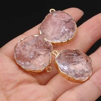 fine natural stone pendants round clear crystal for jewelry making diy women necklace earring party gifts