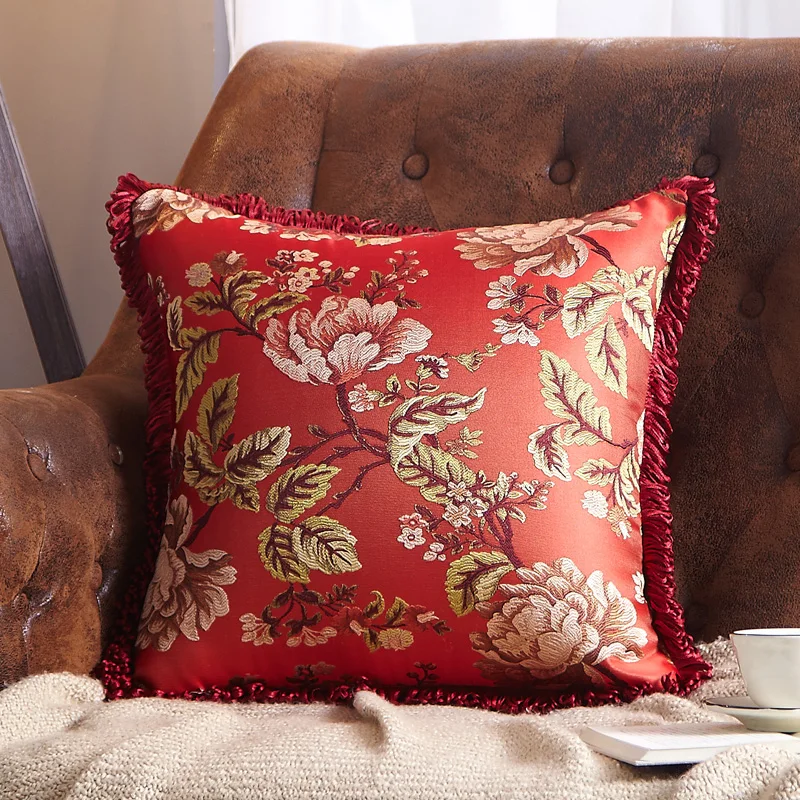 

Fyjafon Pillowcase double sides Jacquard Pillow Case 58*58cm Red Sofa Pillow Cover European Back Cushion Case Hotel LIving room