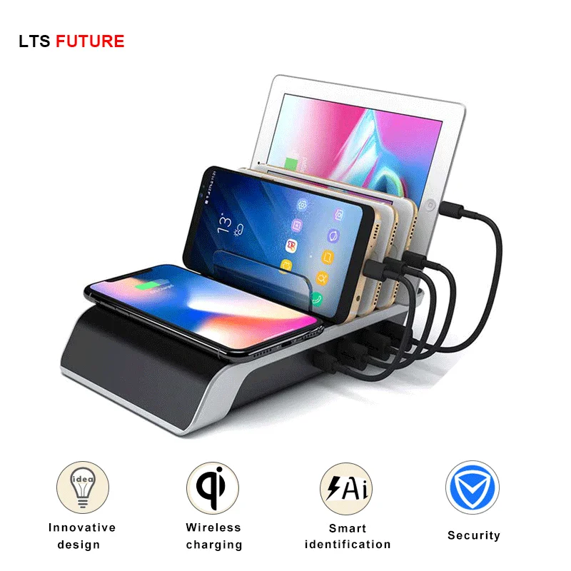 Мульти USB порт для зарядки док-станции 10W панель беспроводного зарядного