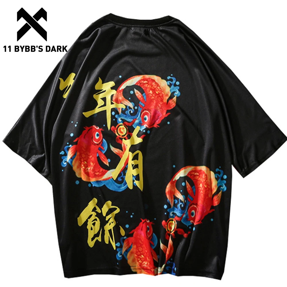 Футболка 11 BYBB'S DARK Kanji с принтом карпа летняя забавная уличная одежда коротким