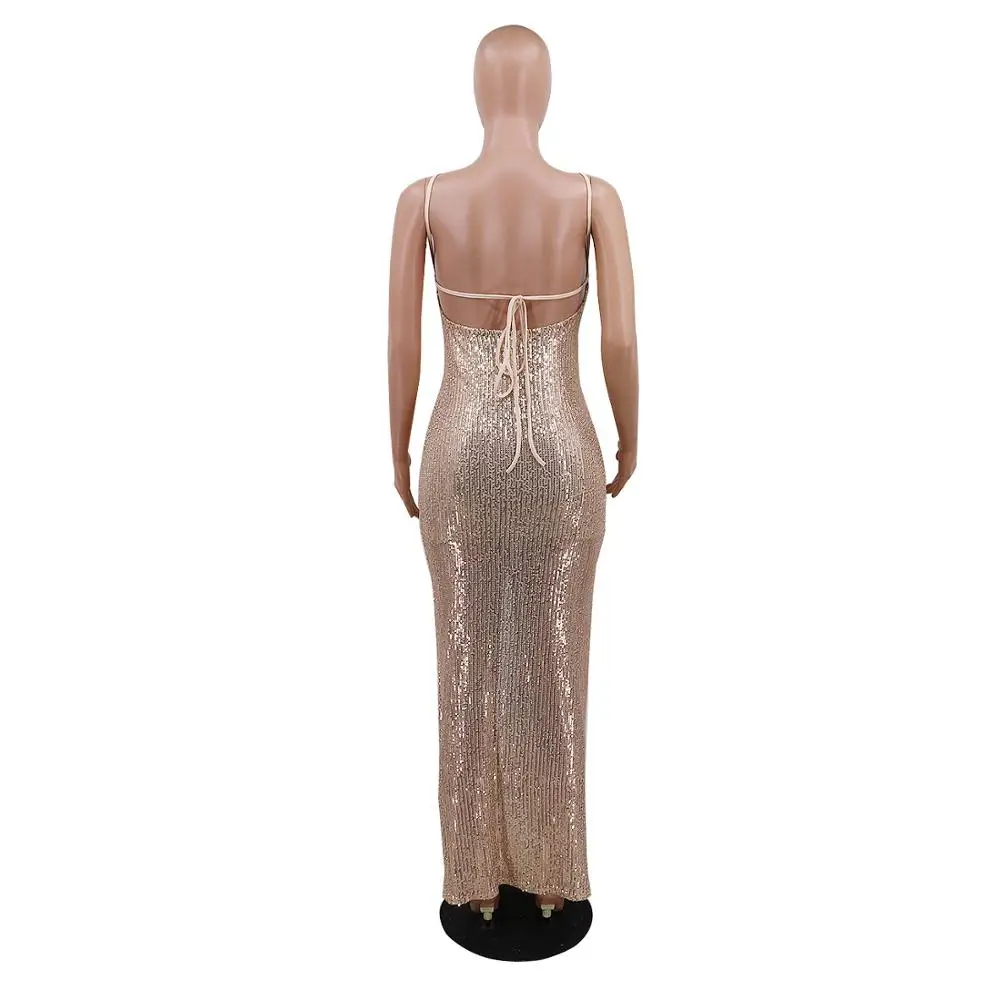 Сексуальное женское длинное платье с открытой вилкой и спиной | Женская одежда