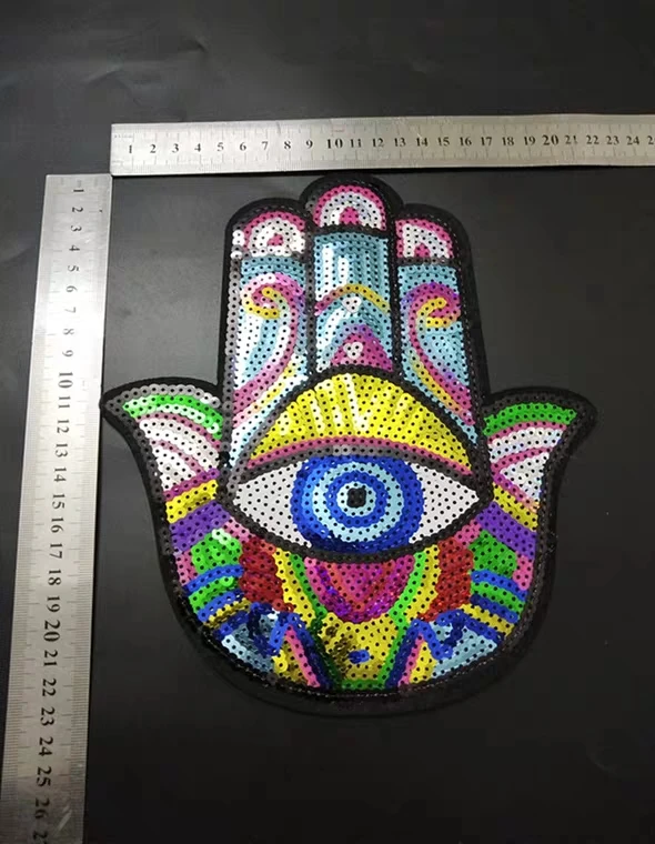 2020 новая большая рука Фатимы блестками гладить на патчи для одежды Красочные Бог