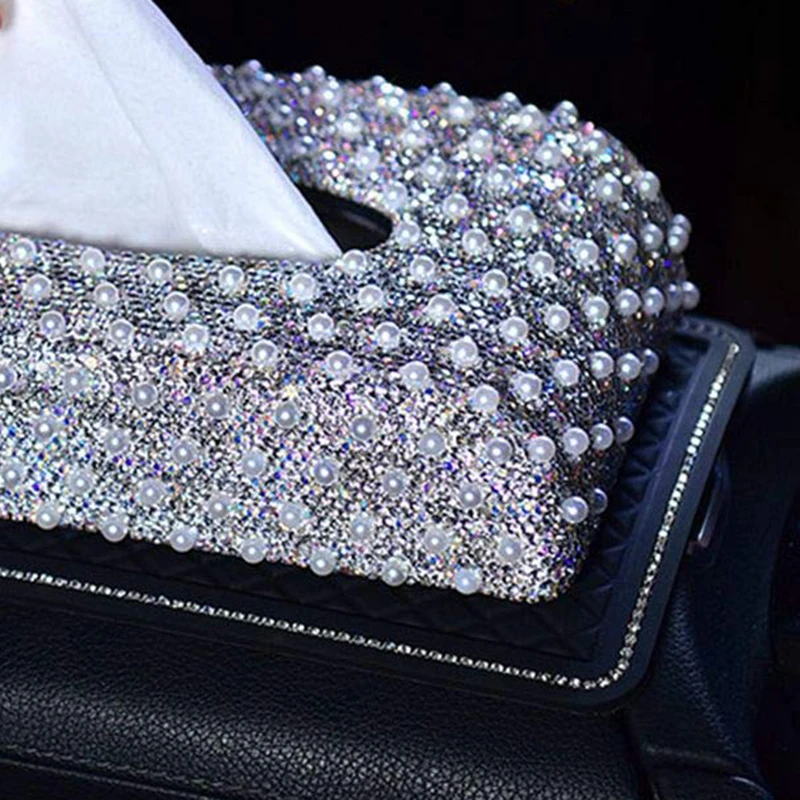 Коробка для салфеток стразы из искусственного жемчуга дома автомобиля или отеля