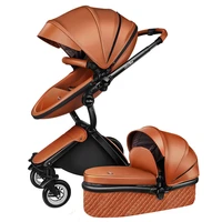 baby stroller 2 in 1 luxury pu leather newborn carriagehigh quality landscape two way trolley car baby pushchair shell pram