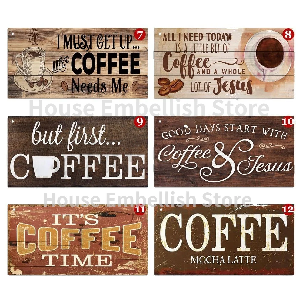 Vintage Coffee Wooden Plaques Cafe Club Decorative Door Sign Kitchen Hanging Home Decor | Дом и сад