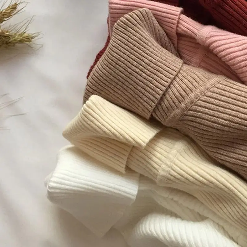 

Женский свитер с длинным рукавом, плотный вязаный пуловер в рубчик, Облегающий мягкий теплый джемпер с высоким воротником, Осень-зима 2021