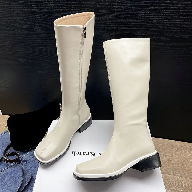 

Женские сапоги из натуральной кожи, до колена, на платформе, на молнии