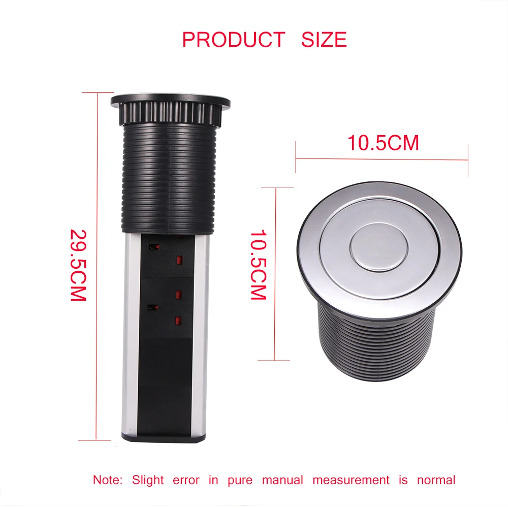 Алюминий 3 Великобритания моторизованный всплывающий розетка 2500 Вт розетки